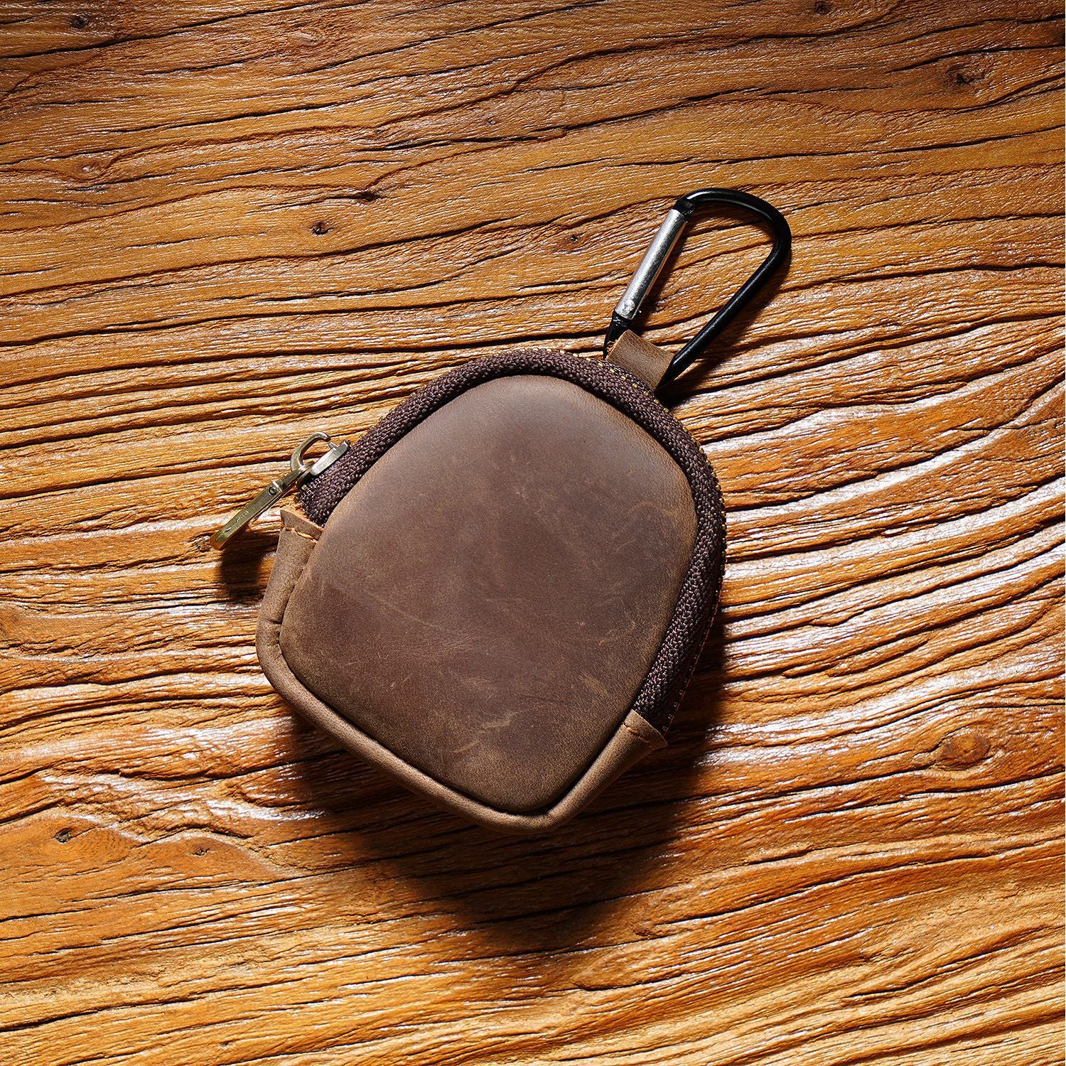 Wholesale Cowhide Zipper Shell Bag Leather Keychain